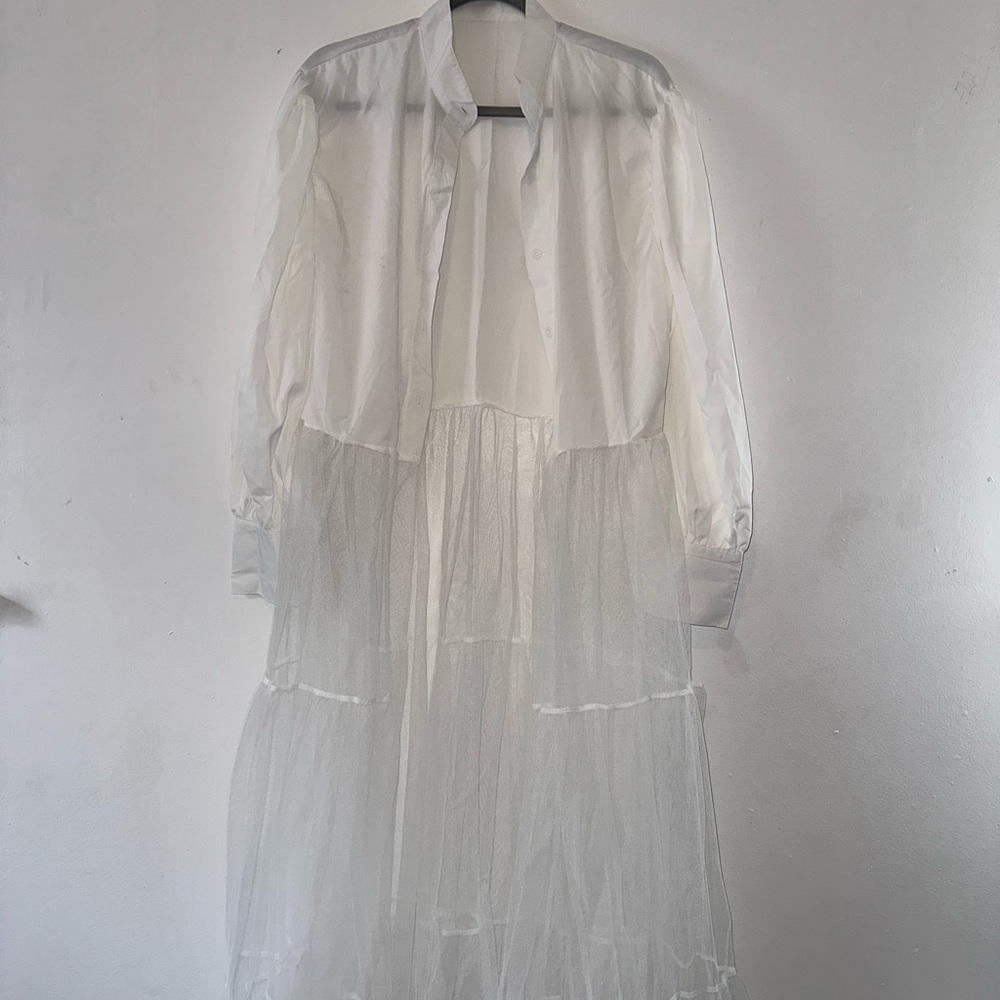 Maxi sheer shirt dress